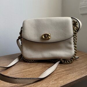Coach Cream Crossbody Bag with Gold Chain